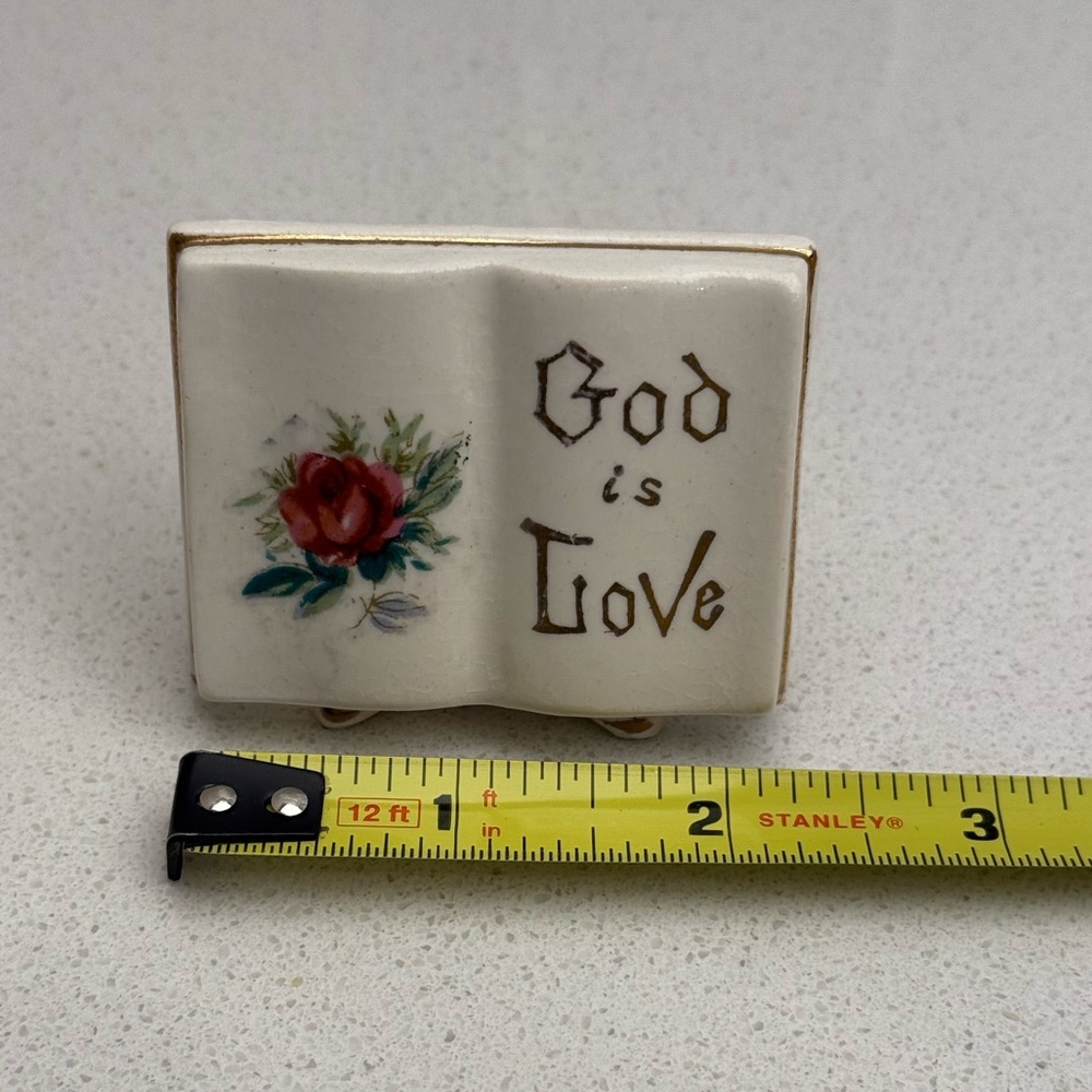 Vintage God is Love Porcelain Book MCM Mid-Century Modern Religious Open Book - Picture 9 of 10